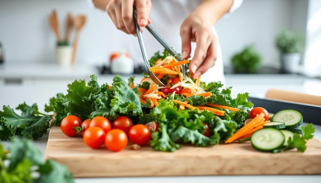 Healthy Kale Salad Preparation
