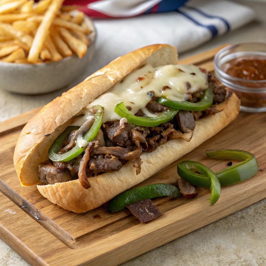Philly Cheesesteak with Peppers and Onions