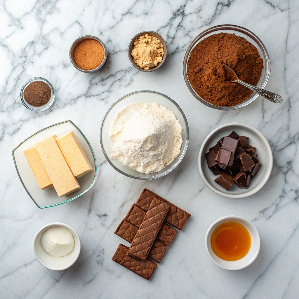 Chocolate graham crackers recipe ingredients laid out