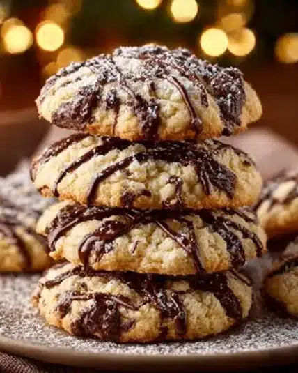 Delicious cannoli cookies with ricotta filling and chocolate chips, fresh from the oven.