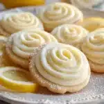 Freshly baked lemon sugar cookies cooling on a wire rack