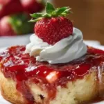 Delicious Strawberry Cheesecake Dump Cake with fresh strawberries and creamy layers