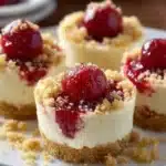 Delicious Strawberry Crunch Cheesecake Bites dessert on a plate