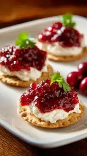 Zippy cranberry appetizer served on a festive platter